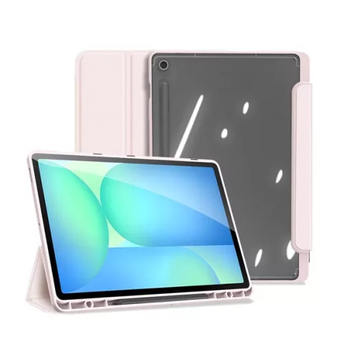 DUX DUCIS TOBY tok álló, bőr hatású (aktív FLIP, oldalra nyíló, TRIFOLD, asztali tartó, ceruza tartó) RÓZSASZÍN
