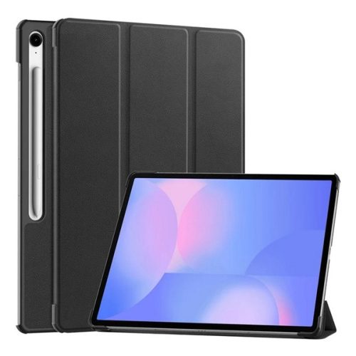 Tok álló, bőr hatású (aktív FLIP, oldalra nyíló, TRIFOLD, asztali tartó, ceruza tartó) FEKETE