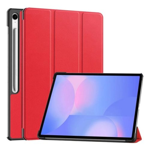 Tok álló, bőr hatású (aktív FLIP, oldalra nyíló, TRIFOLD, asztali tartó, ceruza tartó) PIROS