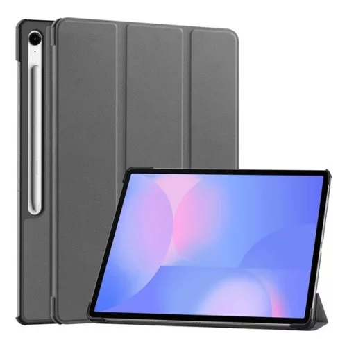 Tok álló, bőr hatású (aktív FLIP, oldalra nyíló, TRIFOLD, asztali tartó, ceruza tartó) SÖTÉTSZÜRKE