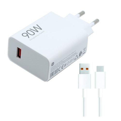 XIAOMI HYPERCHARGE COMBO hálózati töltő USB aljzat (90W, gyorstöltő + Type-C kábel) FEHÉR