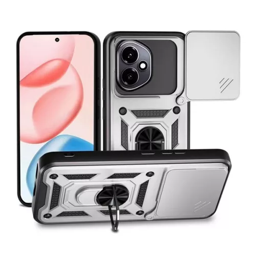Defender szilikon telefonvédő (ütésállóság, tartógyűrű, kameravédő) EZÜST