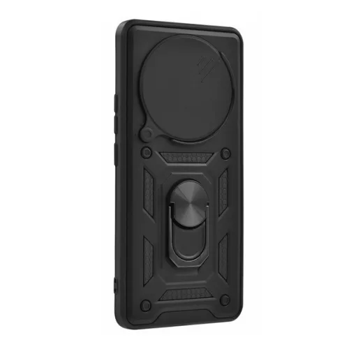 Defender szilikon telefonvédő (ütésállóság, tartógyűrű, kameravédő) FEKETE