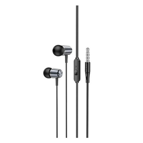 HOCO M108 fülhallgató SZTEREO (3.5mm jack, mikrofon, felvevő gomb) SÖTÉTSZÜRKE