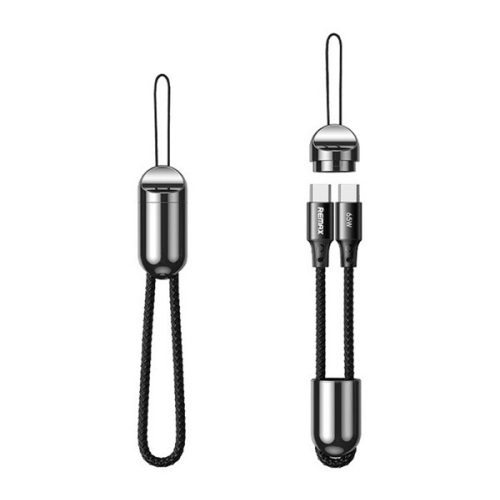 REMAX RAYTHON adatkábel (Type-C - Type-C, 65W, PD gyorstöltő, védőtok, 120cm) FEKETE