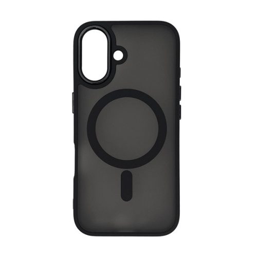 Szilikon telefonvédő (ütésállóság, matt, műanyag hátlap, kameravédő, MagSafe) FEKETE