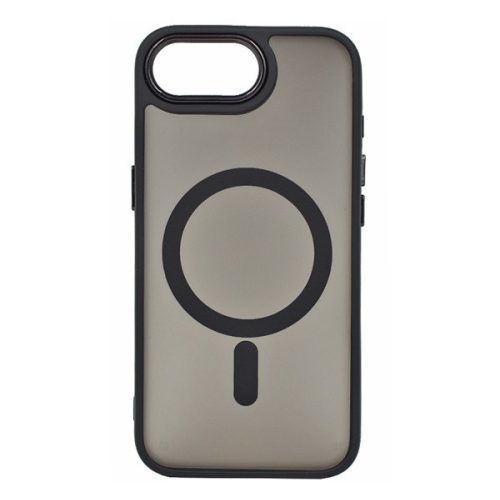 Szilikon telefonvédő (ütésállóság, matt, műanyag hátlap, kameravédő, MagSafe) FEKETE