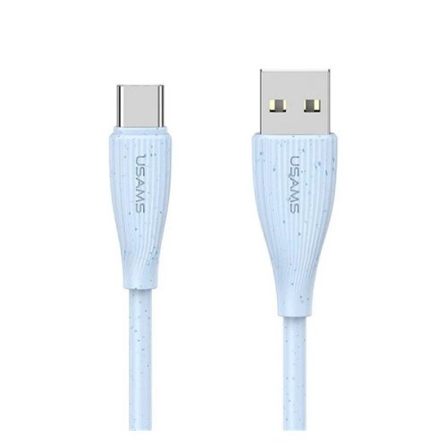 USAMS GREEN SERIES adatkábel (USB - Type-C, 18W, 3A, gyorstöltő, 100cm) VILÁGOSKÉK
