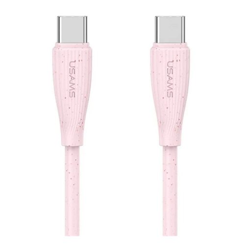 USAMS GREEN SERIES adatkábel (Type-C - Type-C, 60W, gyorstöltő, 100cm) RÓZSASZÍN