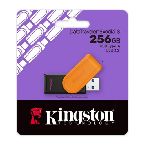 KINGSTON DT Exodia S pendrive/USB Stick (USB 3.2, Gen 1) 256GB FEKETE/NARANCSSÁRGA