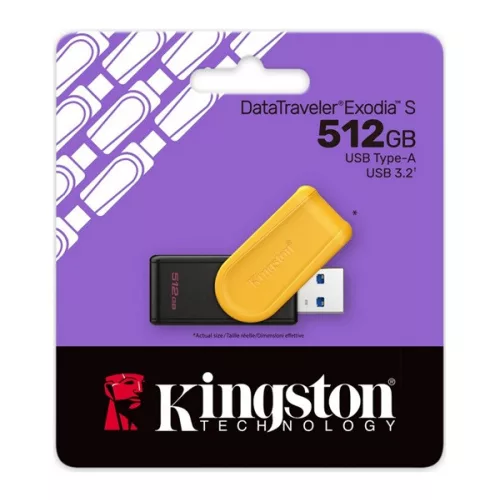 KINGSTON DT Exodia S pendrive/USB Stick (USB 3.2, Gen 1) 512GB FEKETE/CITROMSÁRGA