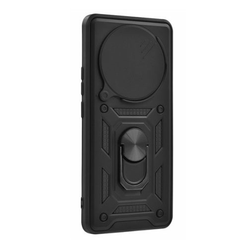 Defender szilikon telefonvédő (ütésállóság, tartógyűrű, kameravédő) FEKETE