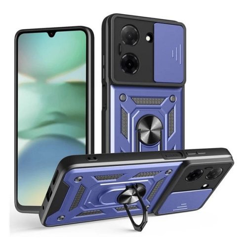 Defender szilikon telefonvédő (ütésállóság, tartógyűrű, kameravédő) SÖTÉTKÉK