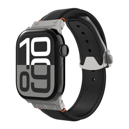SPIGEN CLASSIC FIT pótszíj (egyedi méret, nagy, textil, állítható, pillangó csat) FEKETE