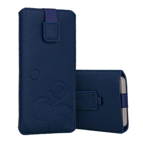 DEKO tok álló (univerzális, kör, kihúzható tépőzár, övre fűzhető, 4.7-5.4" méret) SÖTÉTKÉK