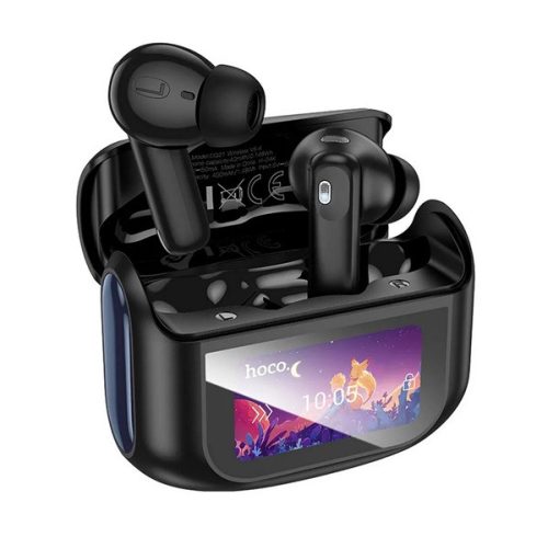 HOCO EQ21 bluetooth fülhallgató SZTEREO (v5.4, TWS, mikrofon, aktív zajszűrő, érintőkijelző + töltőtok) FEKETE