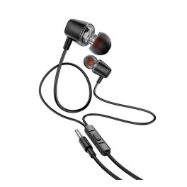 HOCO M107 fülhallgató SZTEREO (3.5mm jack, mikrofon, felvevő gomb) FEKETE   HOCO M107 fülhallgató SZTEREO (3.5mm jack, mikrofon, felvevő gomb) FEKETE