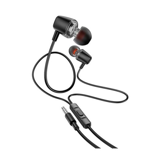 HOCO M107 fülhallgató SZTEREO (3.5mm jack, mikrofon, felvevő gomb) FEKETE
