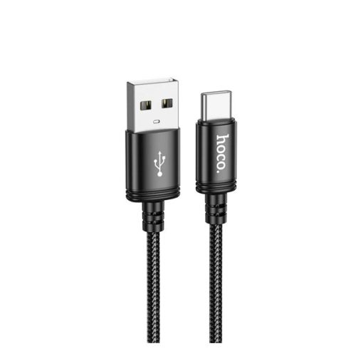 HOCO X89 adatkábel (USB - Type-C, 3A, gyorstöltő, 200cm, cipőfűző) FEKETE