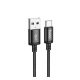 HOCO X89 adatkábel (USB - Type-C, 3A, gyorstöltő, 200cm, cipőfűző) FEKETE