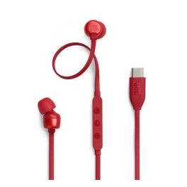   JBL T310C fülhallgató SZTEREO (Type-C, hangerőszabályzó, felvevő gomb, lapos kábel) PIROS