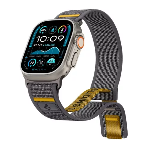 SPIGEN ATHLEX pótszíj (egyedi méret, nagy, nylon, tépőzáras, légáteresztő, SPORT) SÖTÉTSZÜRKE