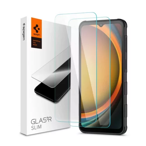 SPIGEN SLIM képernyővédő üveg 2db (2.5D, tokbarát, ultravékony, 0.2mm, extra karcálló, 9H) ÁTLÁTSZÓ