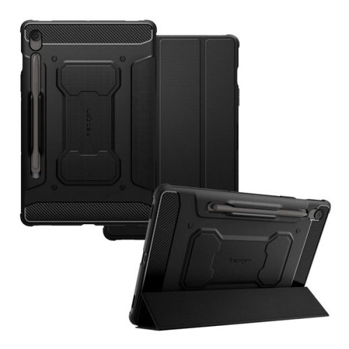 SPIGEN RUGGED ARMOR PRO tok álló (aktív FLIP, ütésállóság, TRIFOLD, asztali tartó, ceruza tartó) FEKETE