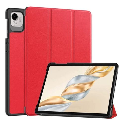 Tok álló, bőr hatású (aktív FLIP, oldalra nyíló, TRIFOLD, asztali tartó) PIROS