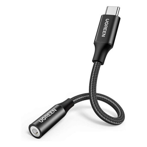 UGREEN AV142 audió adapter kábel (3.5mm jack aljzat - Type-C, 10cm) FEKETE