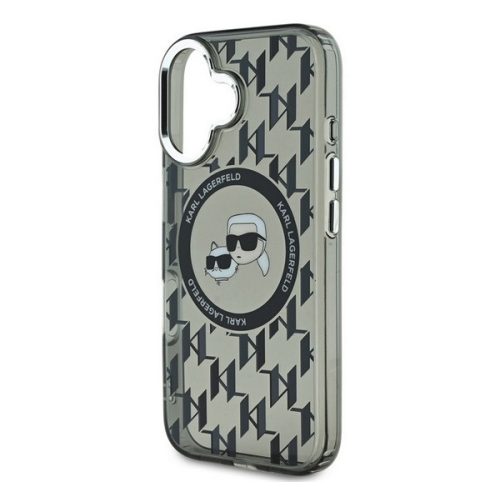 KARL LAGERFELD IML MONOGRAM K&CH HEADS MAGSAFE szilikon telefonvédő (ütésállóság, kameravédő, MagSafe) FEKETE