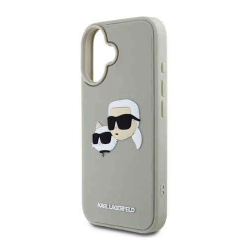 KARL LAGERFELD 3D RUBBER DOUBLE HEADS szilikon telefonvédő (ütésállóság, 3D) BÉZS