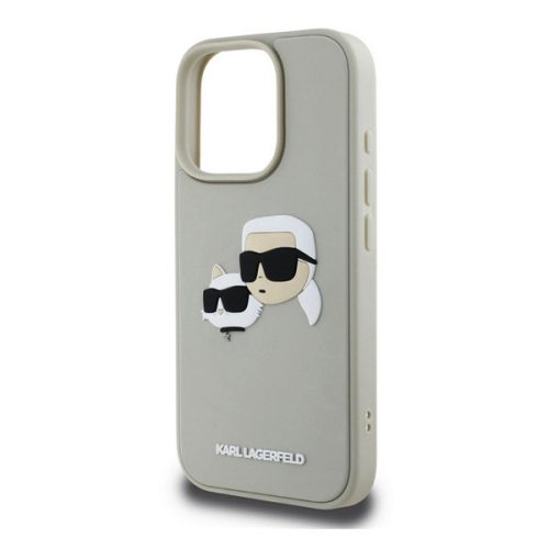 KARL LAGERFELD 3D RUBBER DOUBLE HEADS szilikon telefonvédő (ütésállóság, 3D) BÉZS