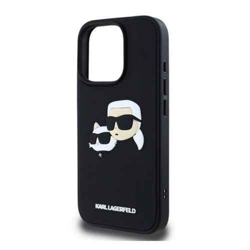 KARL LAGERFELD 3D RUBBER DOUBLE HEADS szilikon telefonvédő (ütésállóság, 3D) FEKETE
