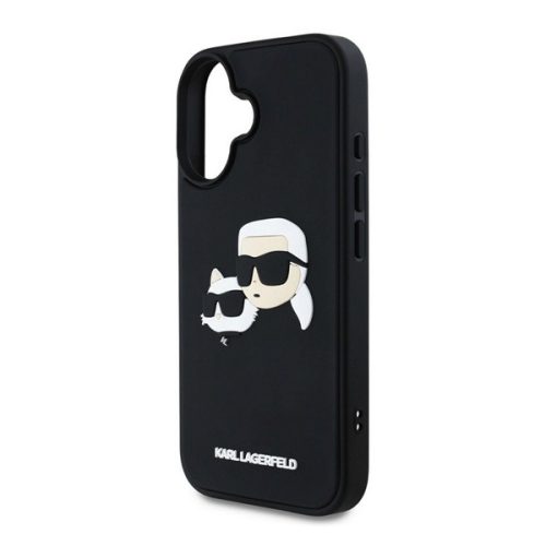 KARL LAGERFELD 3D RUBBER DOUBLE HEADS szilikon telefonvédő (ütésállóság, 3D) FEKETE