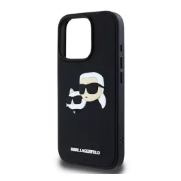   KARL LAGERFELD 3D RUBBER DOUBLE HEADS szilikon telefonvédő (ütésállóság, 3D) FEKETE