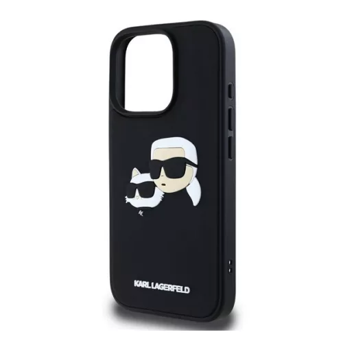 KARL LAGERFELD 3D RUBBER DOUBLE HEADS szilikon telefonvédő (ütésállóság, 3D) FEKETE