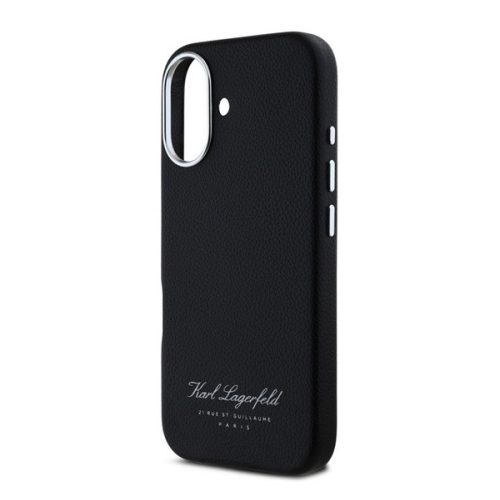 KARL LAGERFELD GRAINED PU HOTEL RSG szilikon telefonvédő (ütésállóság, bőr hatású hátlap) FEKETE