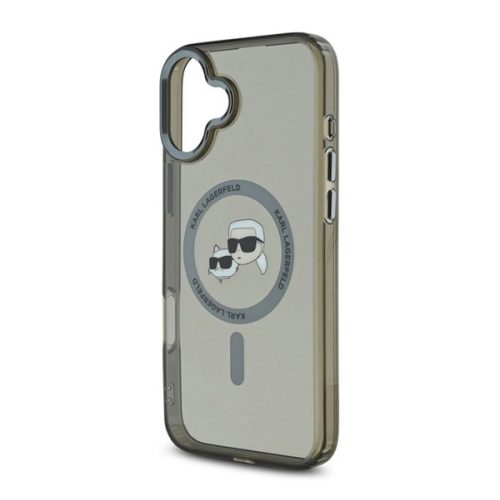 KARL LAGERFELD IML K&CH HEADS METAL FRAME MAGSAFE szilikon telefonvédő (ütésállóság, kameravédő, MagSafe) FEKETE