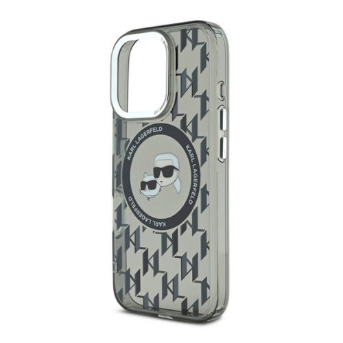 KARL LAGERFELD IML MONOGRAM K&CH HEADS MAGSAFE szilikon telefonvédő (ütésállóság, kameravédő, MagSafe) FEKETE