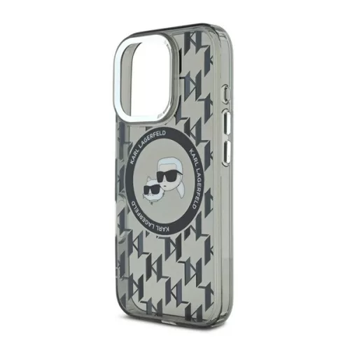 KARL LAGERFELD IML MONOGRAM K&CH HEADS MAGSAFE szilikon telefonvédő (ütésállóság, kameravédő, MagSafe) FEKETE