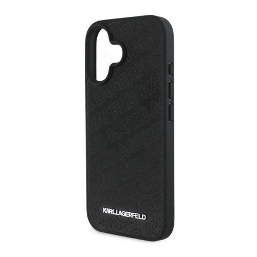 KARL LAGERFELD PU QUILTED PATTERN szilikon telefonvédő (ütésállóság, bőr hatású hátlap) FEKETE