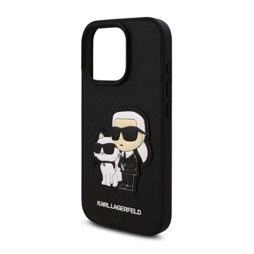 KARL LAGERFELD PU SAFFIANO KARL AND CHOUPETTE szilikon telefonvédő (ütésállóság, bőr hatású hátlap, 3D) FEKETE
