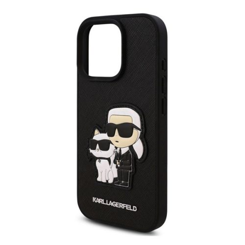 KARL LAGERFELD PU SAFFIANO KARL AND CHOUPETTE szilikon telefonvédő (ütésállóság, bőr hatású hátlap, 3D) FEKETE
