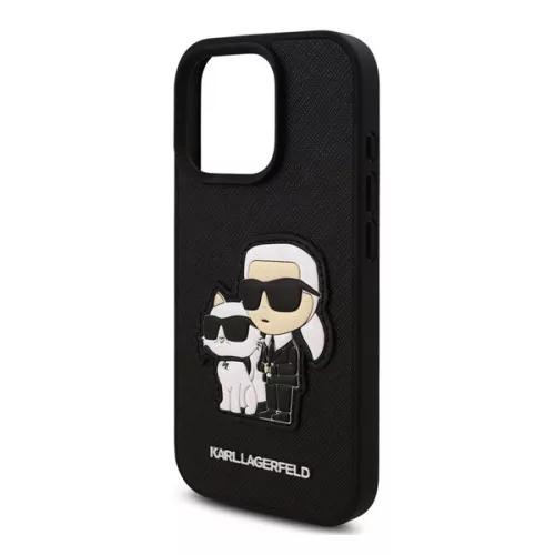 KARL LAGERFELD PU SAFFIANO KARL AND CHOUPETTE szilikon telefonvédő (ütésállóság, bőr hatású hátlap, 3D) FEKETE