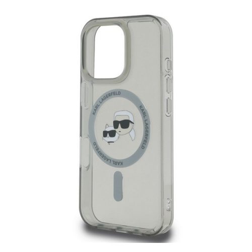 KARL LAGERFELD IML K&CH HEADS METAL FRAME MAGSAFE szilikon telefonvédő (ütésállóság, kameravédő, MagSafe) FEKETE