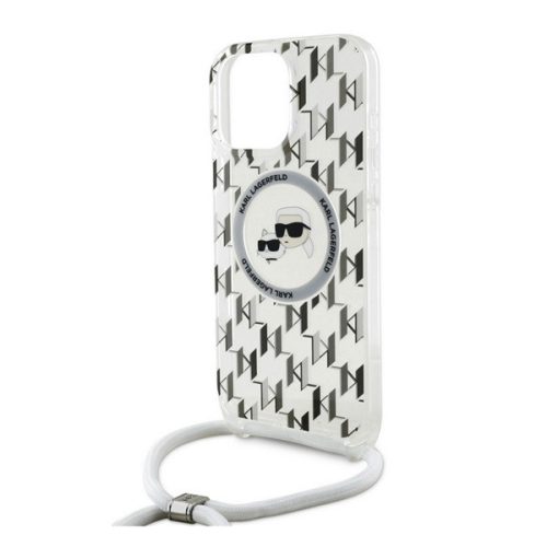 KARL LAGERFELD IML MONOGRAM CROSSBODY K&CH HEADS MAGSAFE szilikon telefonvédő (ütésállóság, MagSafe, nyakpánt) ÁTLÁTSZÓ