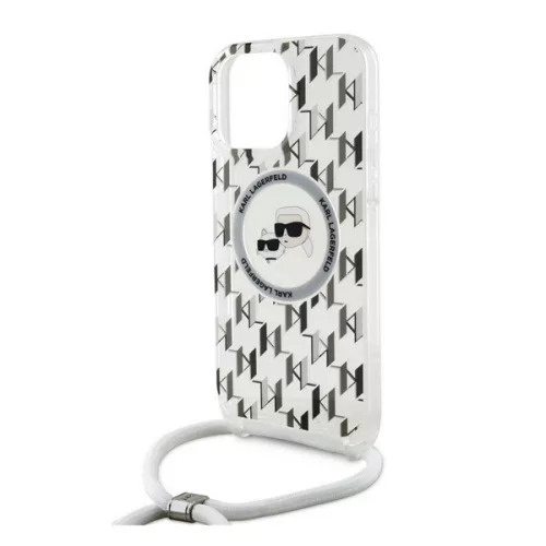 KARL LAGERFELD IML MONOGRAM CROSSBODY K&CH HEADS MAGSAFE szilikon telefonvédő (ütésállóság, MagSafe, nyakpánt) ÁTLÁTSZÓ