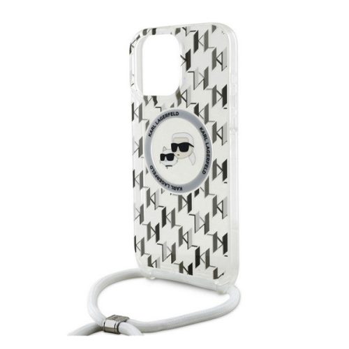 KARL LAGERFELD IML MONOGRAM CROSSBODY K&CH HEADS MAGSAFE szilikon telefonvédő (ütésállóság, MagSafe, nyakpánt) ÁTLÁTSZÓ