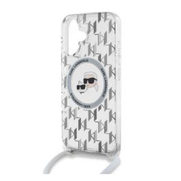   KARL LAGERFELD IML MONOGRAM CROSSBODY K&CH HEADS MAGSAFE szilikon telefonvédő (ütésállóság, MagSafe, nyakpánt) ÁTLÁTSZÓ